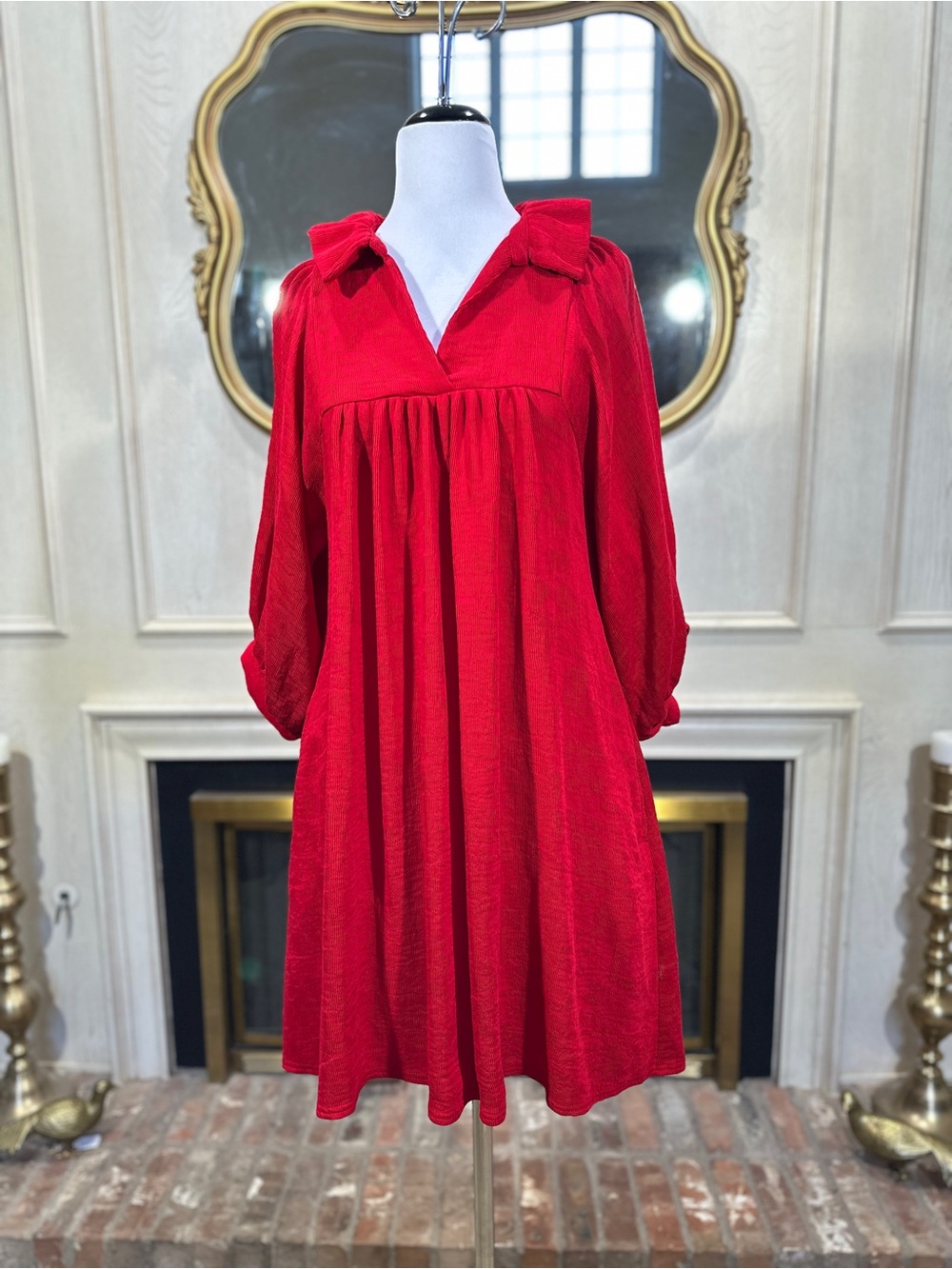 Emily McCarthy Dress M Red Ruffle Collar Babydoll Whimsygoth Cottagecore Preppy